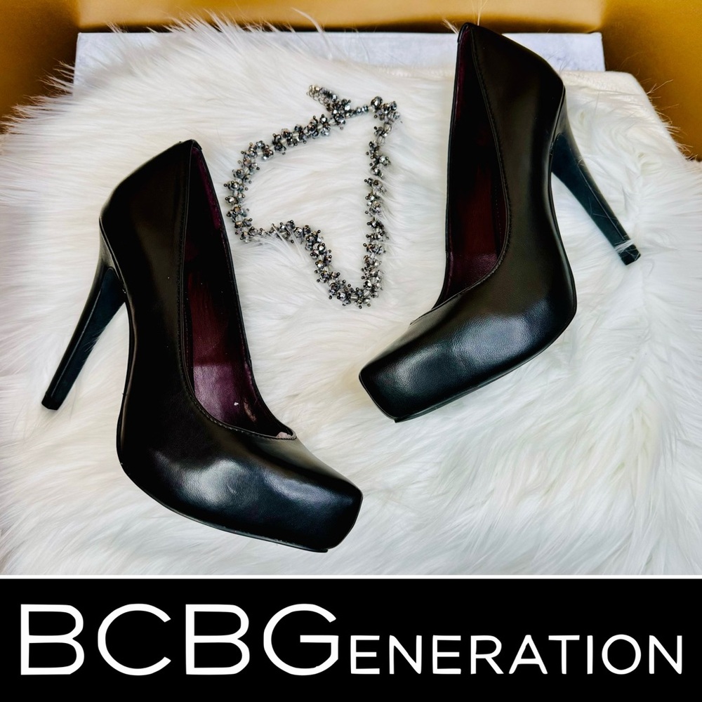 { BCBGeneration } : “Parade” Platform Pumps in Matte Black
